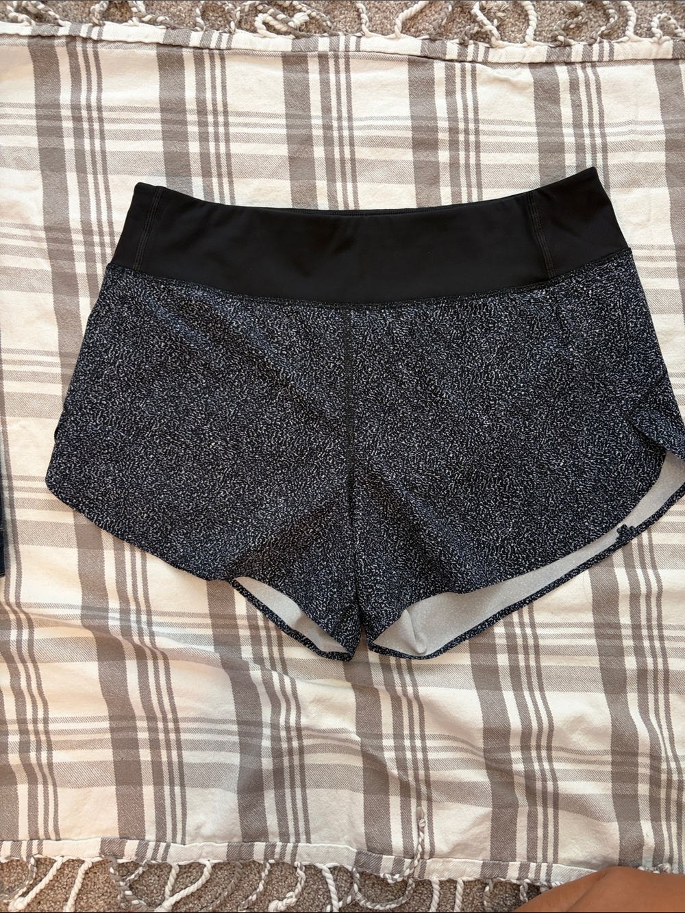 Athleta Black Speckle High-Rise Athletic Shorts